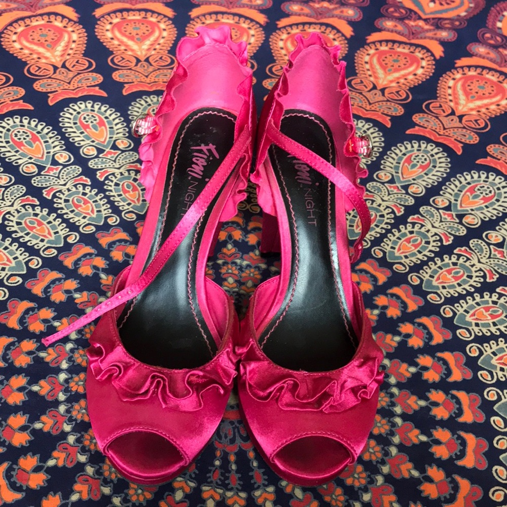 Pink satin heels